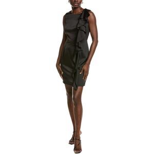 Pascale La Mode Womens  Ruffle Cocktail Dress, Black